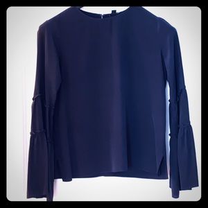 Navy Women’s Silk Bell-Sleeve Top! EUC!